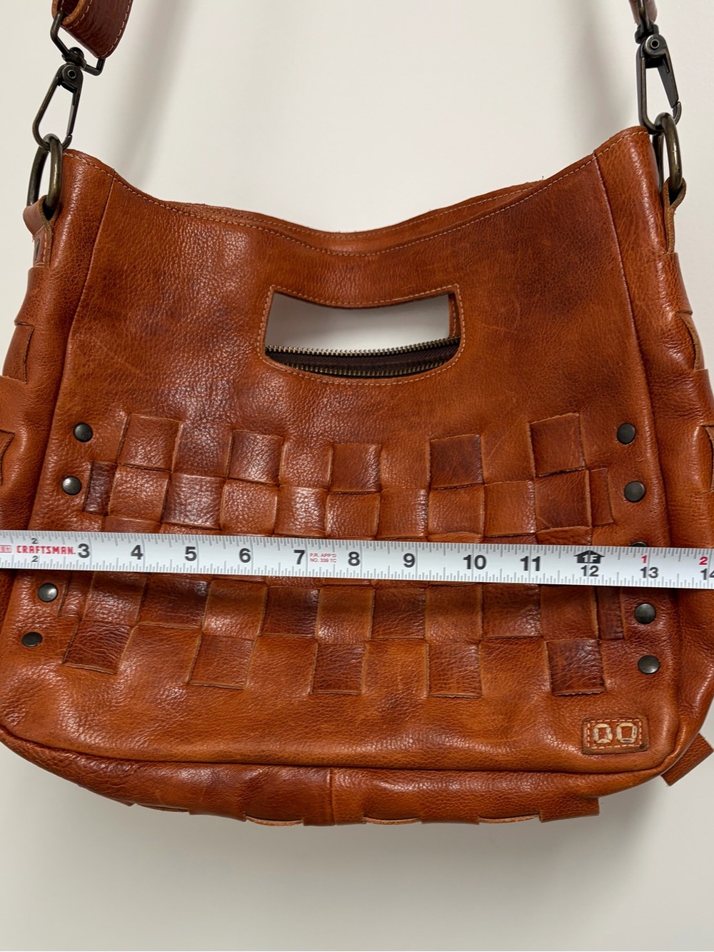 BED|STU Orchid Woven Leather Shoulder Crossbody Handbag in Cognac - Picture 5 of 15
